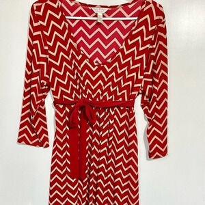 Sophia & Jayne Maternity Size Large red dress L Red Cream/tan Chevron